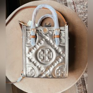 Tory Burch monogram metallic puffy mini tote